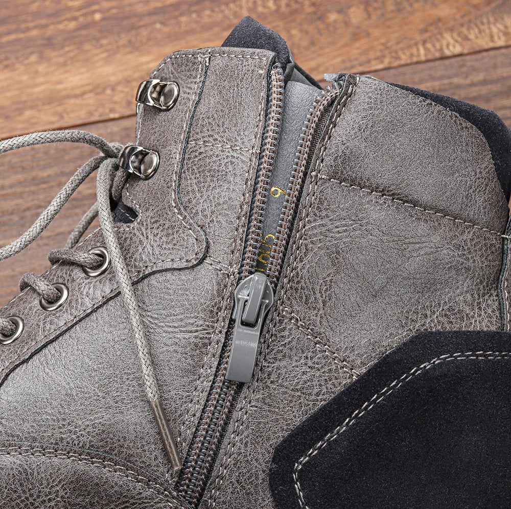 Léon Men’s Leather Ankle Boots – Lace-Up Casual Vintage Style Boots