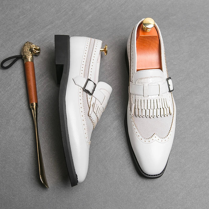 Enzo Caravelli Kiltie Monk Strap Shoes