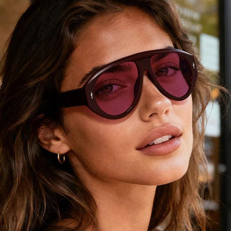 Retro Pilot Sunglasses – Tortoiseshell Frame Blue Lens UV400