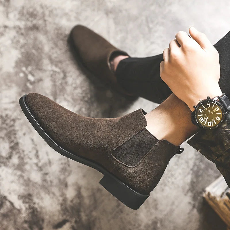 Cesare Montavani Suede Elevator Chelsea Boots with Arch Support (Height Increase 6cm/8cm)