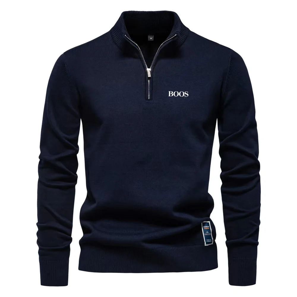 Eli Romano Men’s Half Zip Polo Collar Sweater
