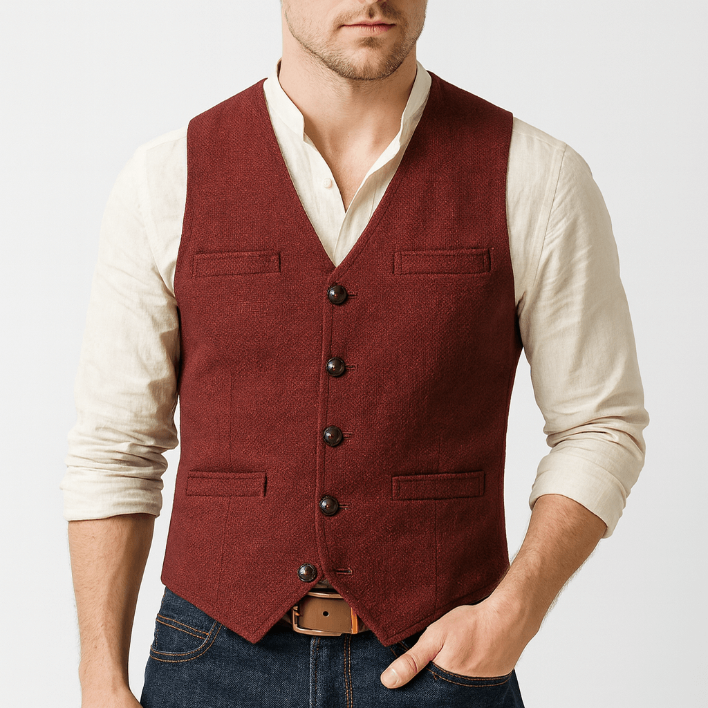 Men's tweed-style vest styled for smart casual outfits