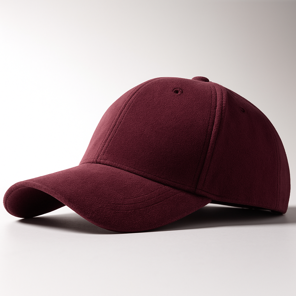 Top view of men's suede baseball cap showing the classic design