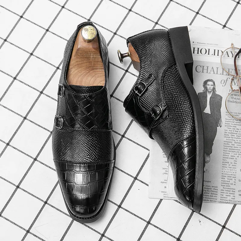 Baptiste Lamour Double Buckle Monk Strap Leather Shoes