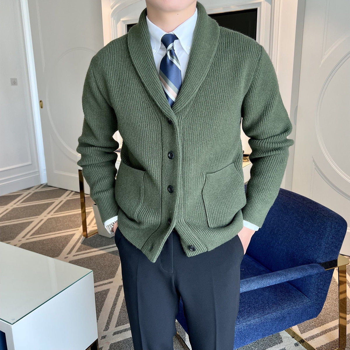 Men's V Neck Slim Fit Winter Cardigan