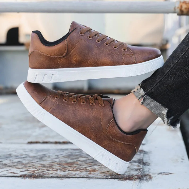 Men's Vegan Leather Lace-Up Shoes Lightweight Classic Footwear