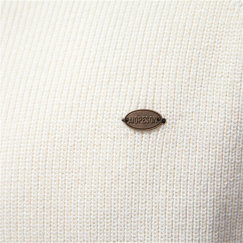 Men's Cotton Mock Neck Pullover Sweater Quarter Zip