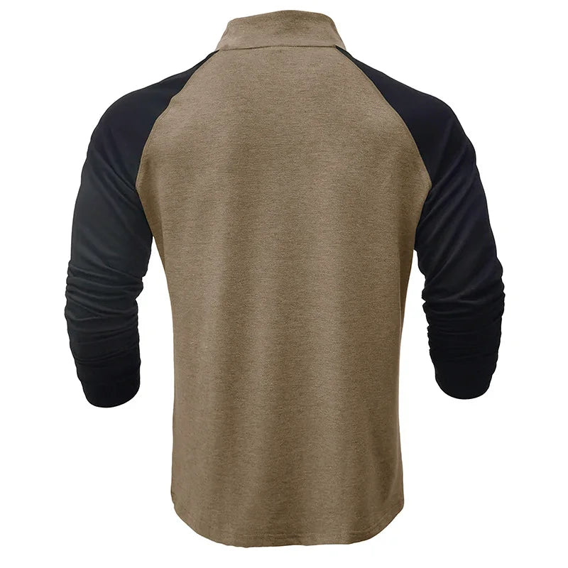 Men's Color Block Quarter Zip Pullover Shirt