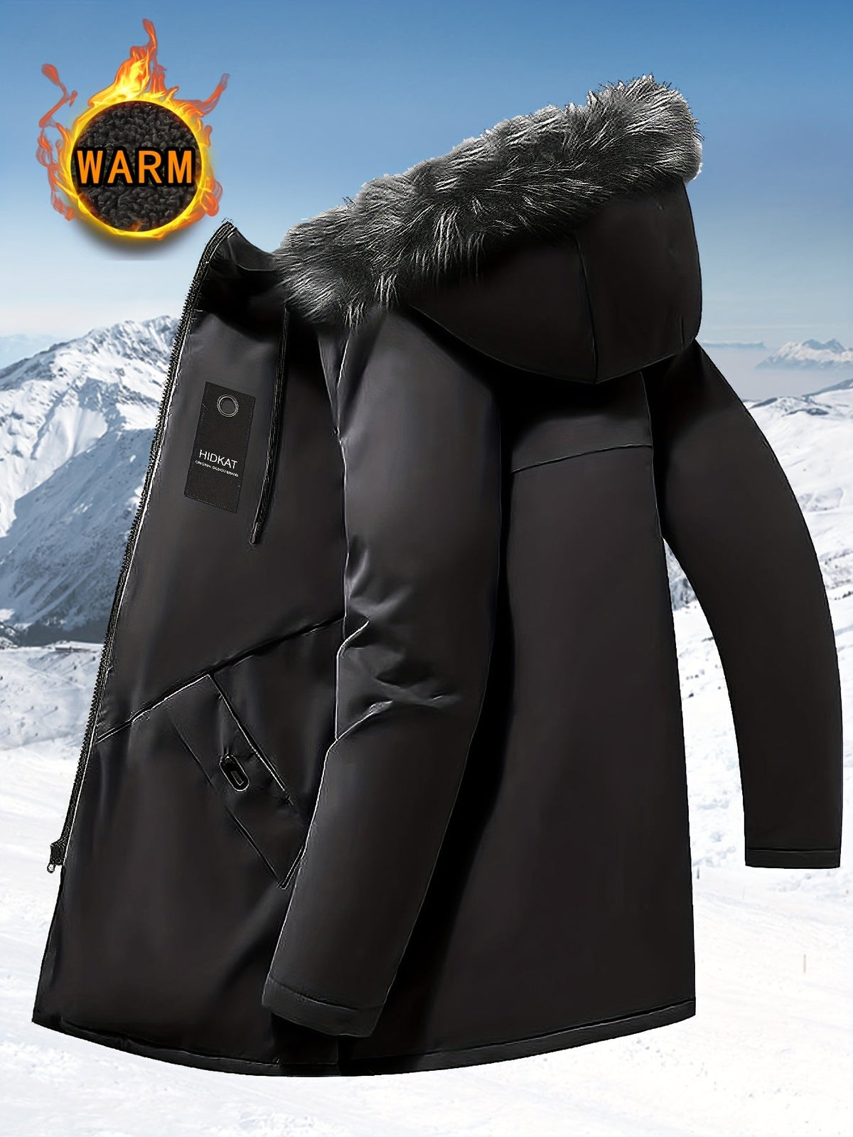 Men's hooded parka with full warm lining