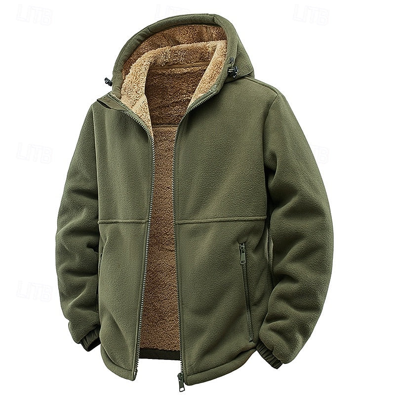 Men's Plush Lined Hooded Zip Jacket