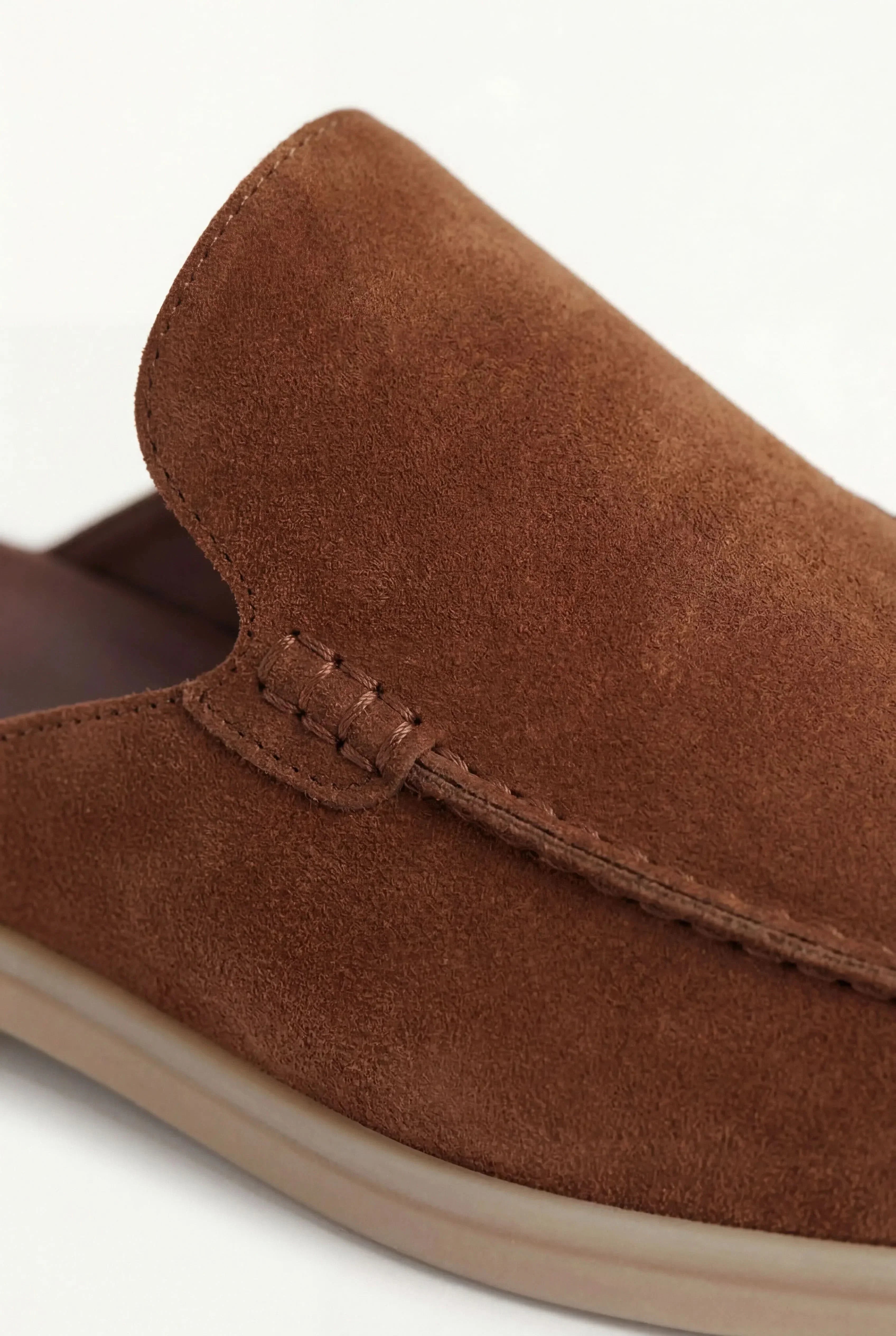 Men's Suede Leather Open Mule Shoes Brown