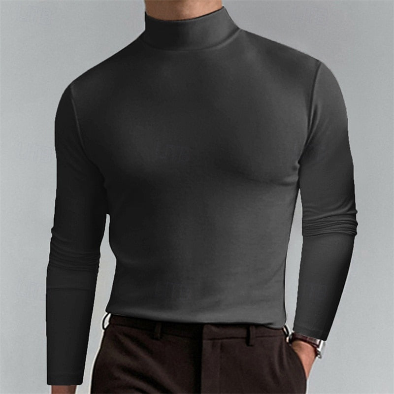 Men's Classic Turtleneck Shirt Slim Fit