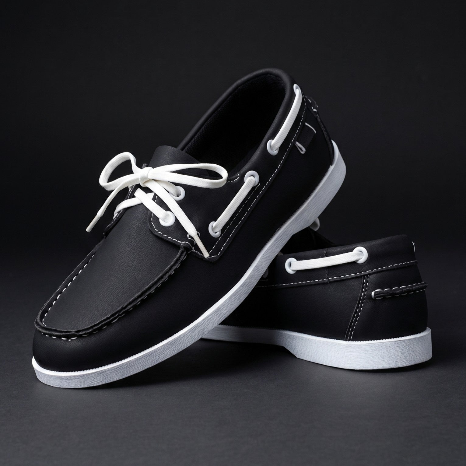 Rear view of men's loafers showing the heel construction
