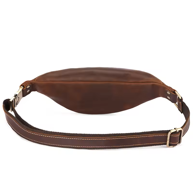 Men's Leather Crossbody Belt Bag – Retro Outdoor Waist Shoulder Bag