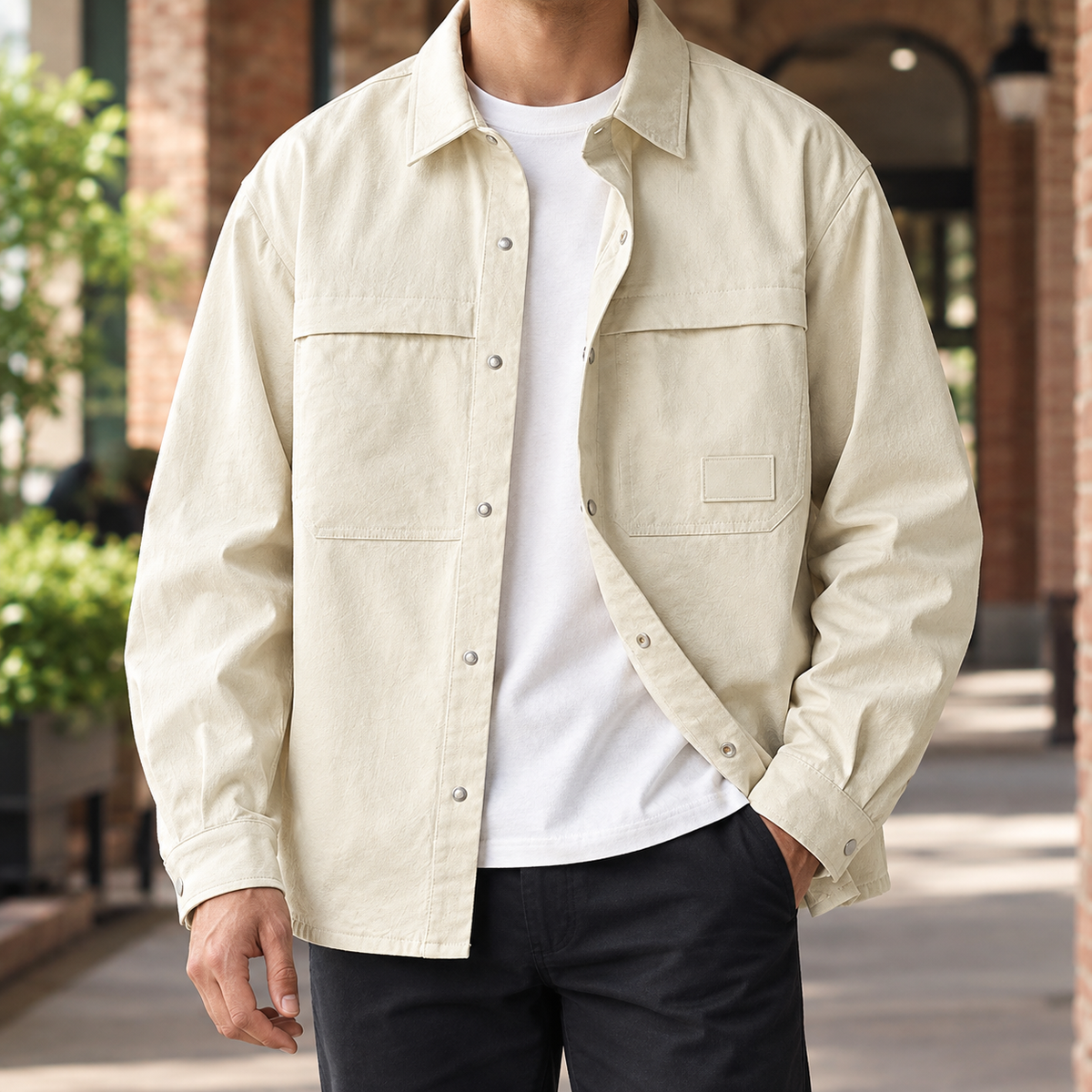 Relaxed Utility Overshirt Woven Blend