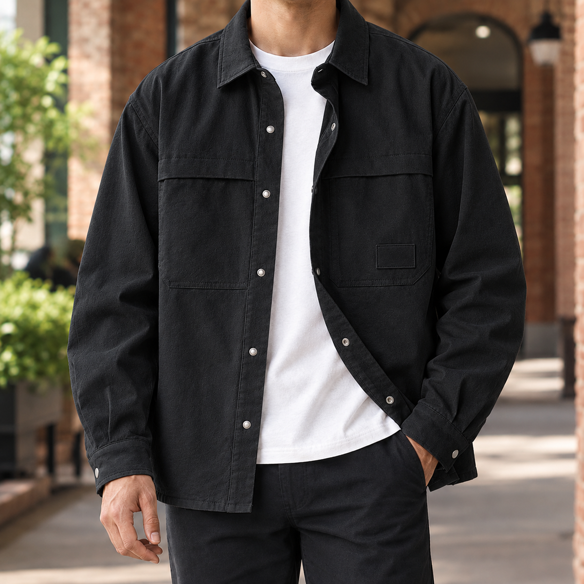 Relaxed Utility Overshirt Woven Blend