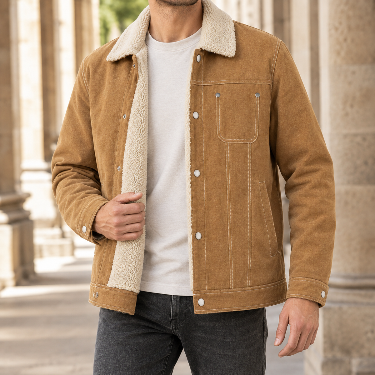 Fleece-Lined Snap-Front Jacket