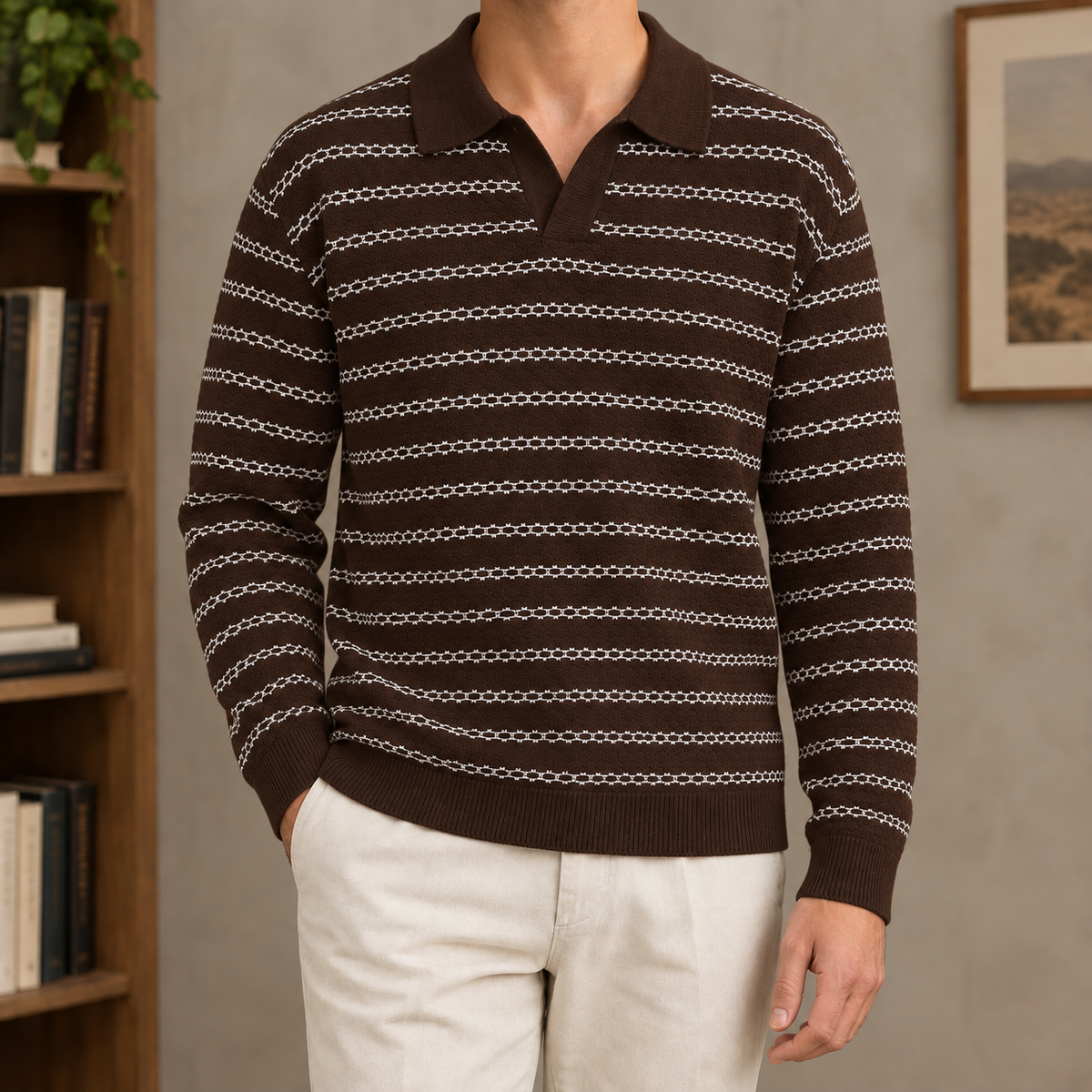 Men's linen blend polo styled for polished casual everyday wear