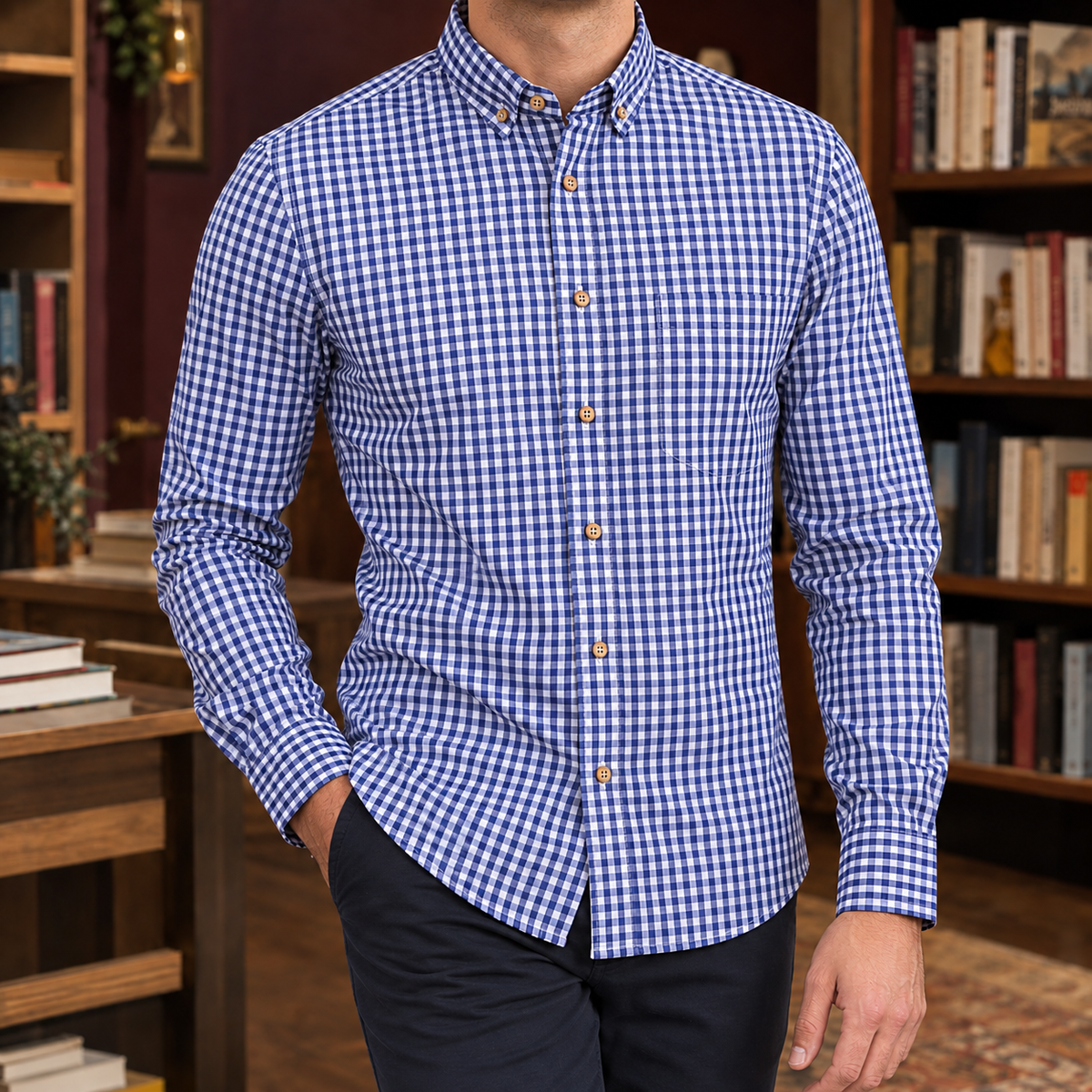 Slim Gingham Button Down Shirt