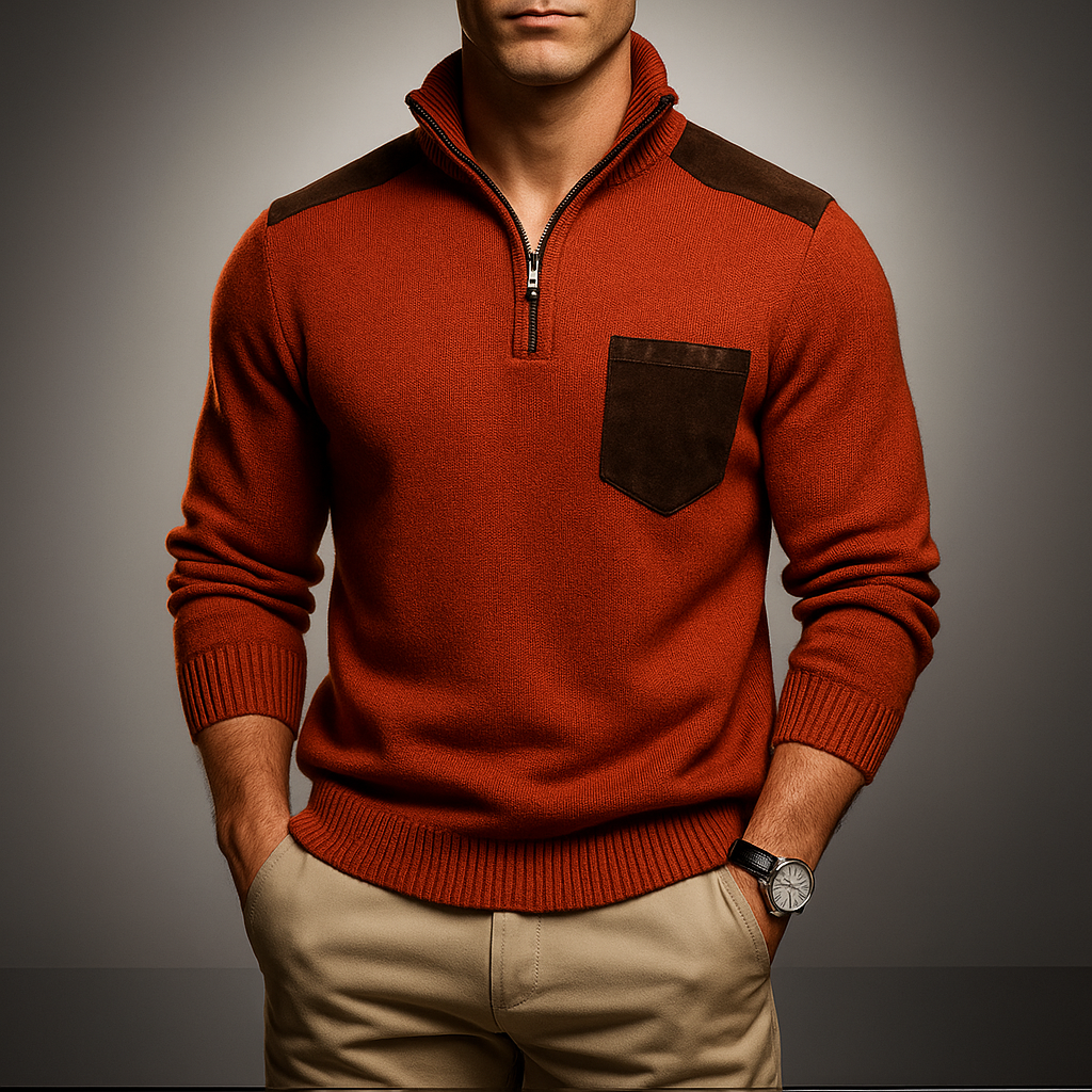 Close-up view of the cardigan's ribbed knit texture
