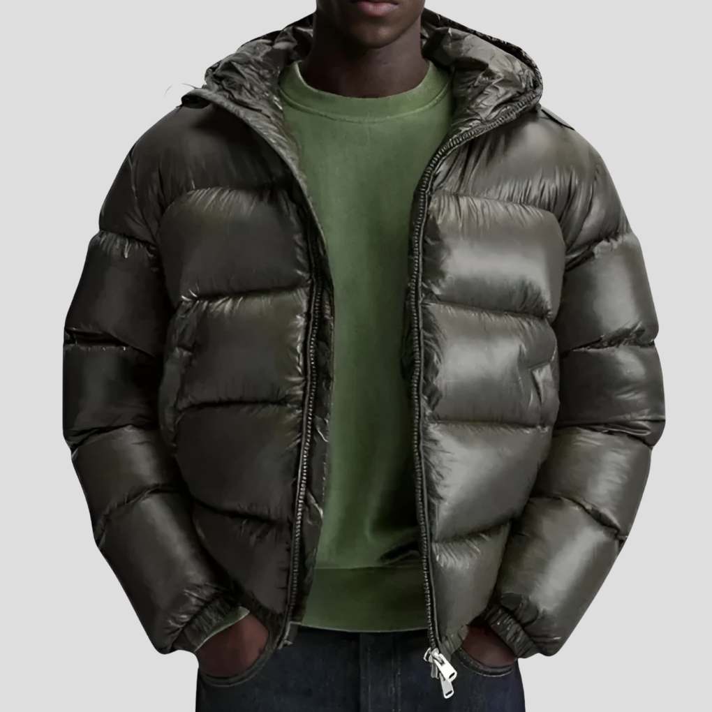 Men's Quilted Hooded Winter Jacket Straight Fit