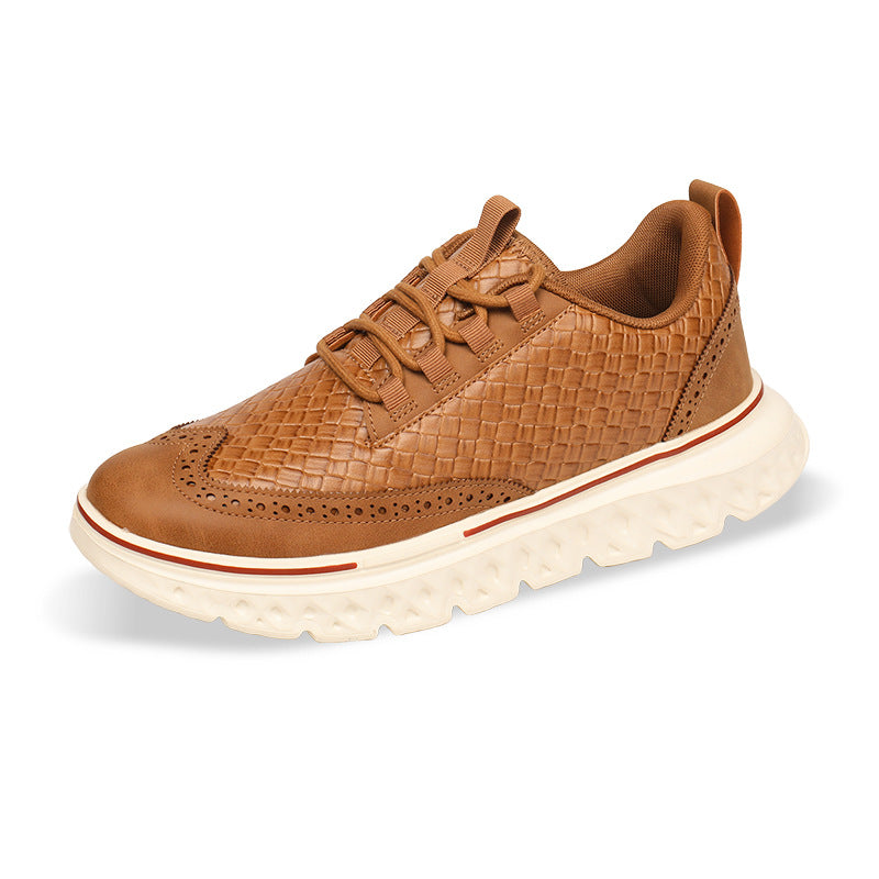 Textured Brogue Sneakers With Sculpted Sole