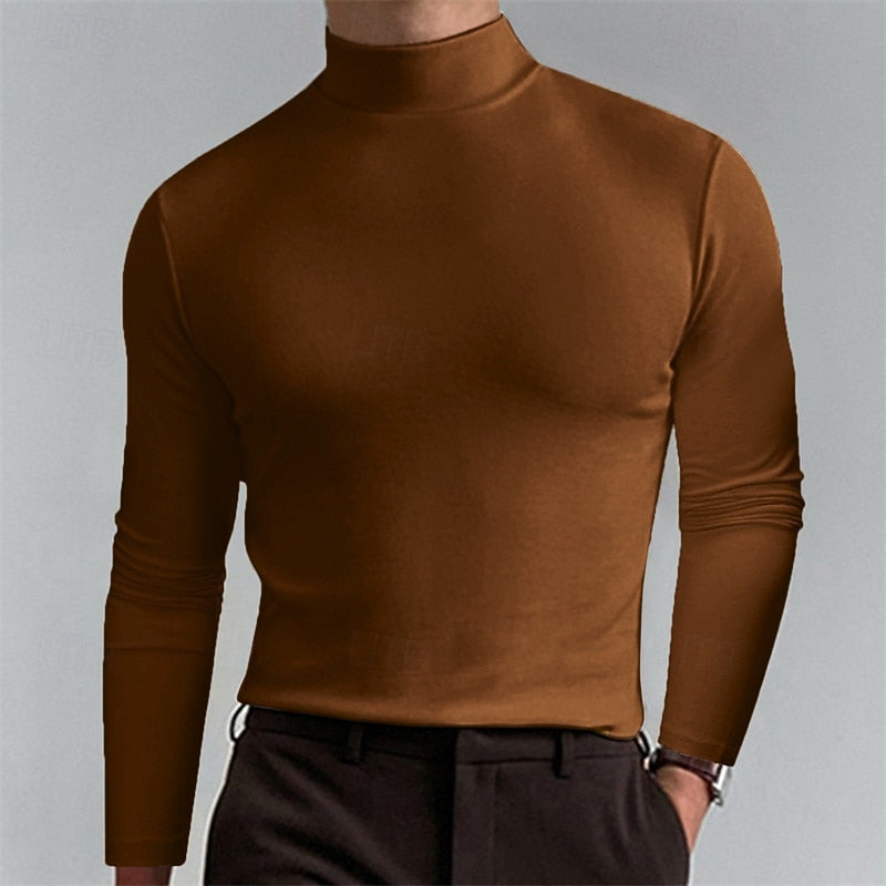 Men's Classic Turtleneck Shirt Slim Fit