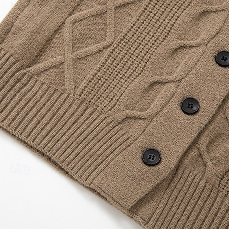 Ribbed hem and cuff detail on the knit cardigan
