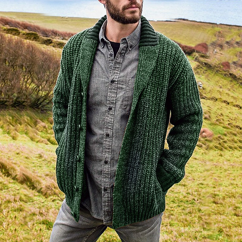 Button-front cardigan styled as a cozy layered outfit
