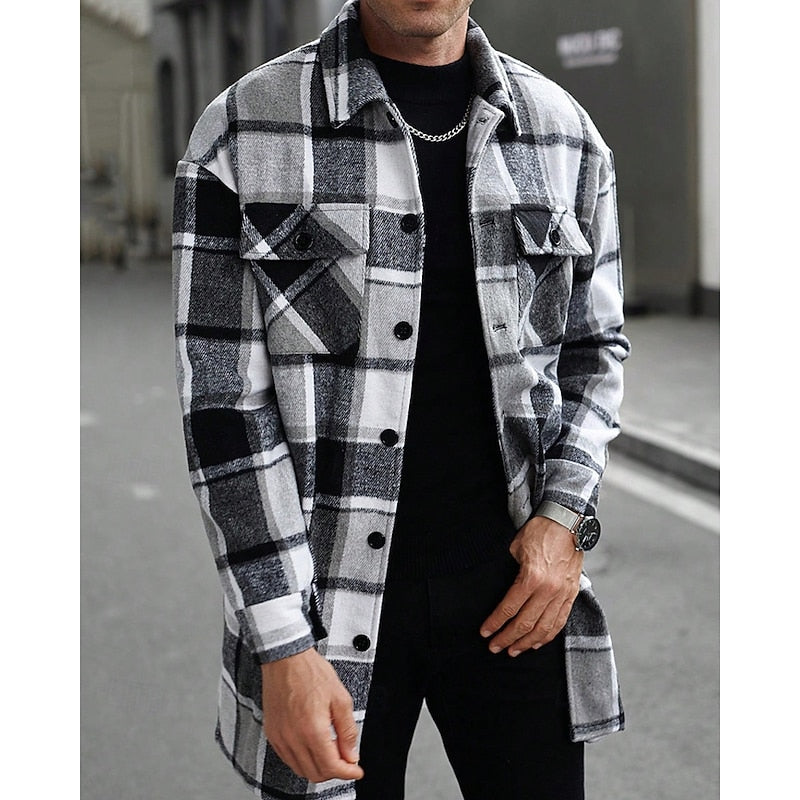 Plaid Shirt Jacket Overshirt Straight Fit