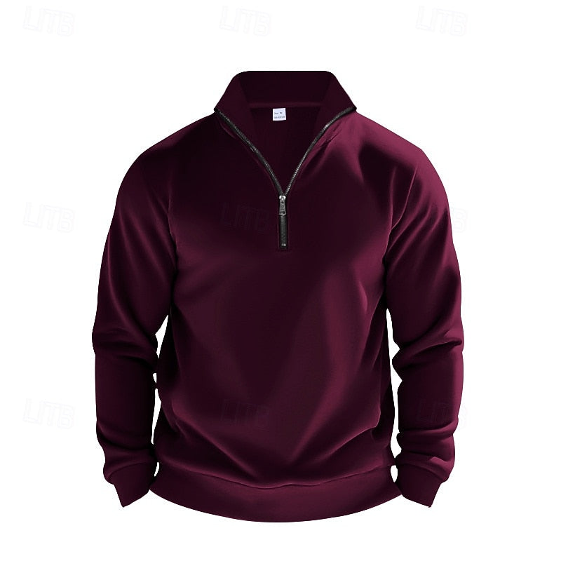 Versatile men's quarter-zip sweater suitable for layered outfits