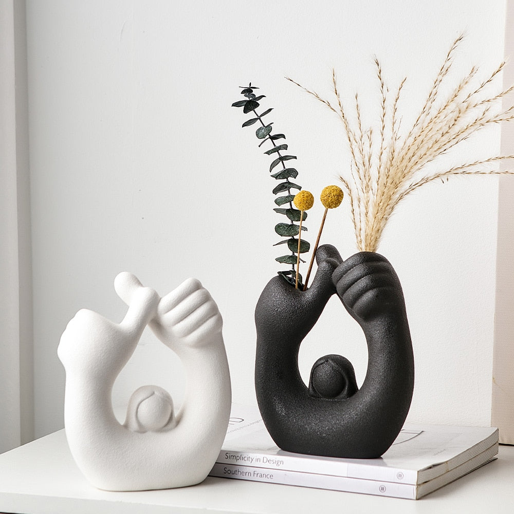 Vinthentic Elegance in Hands Vase