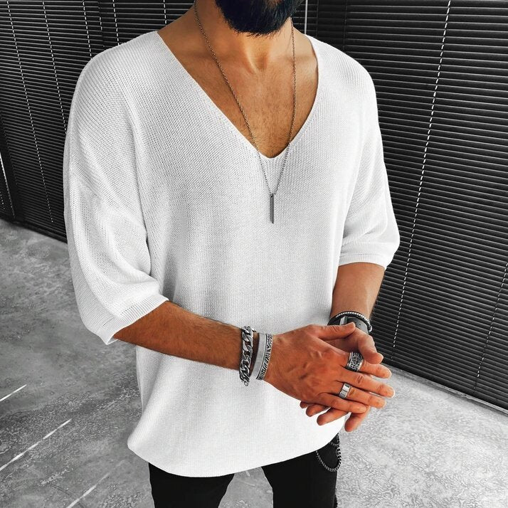 Vinthentic Milano Men's V-neck Oversize Shirt