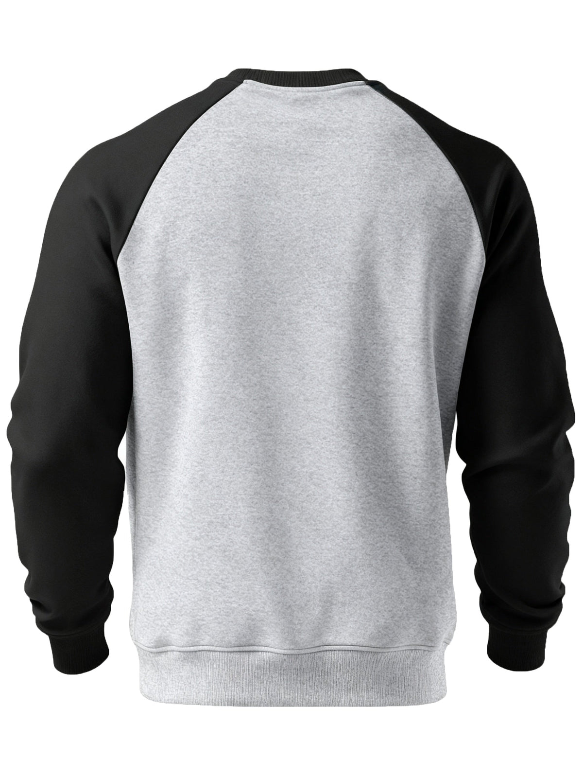 Side profile of a casual men's raglan sleeve sweatshirt