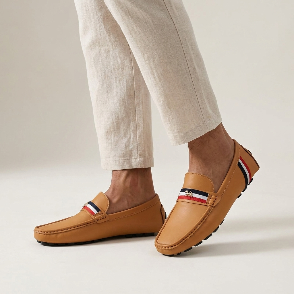 Comfortable Stripe Pattern Slip-On Loafers Men’s