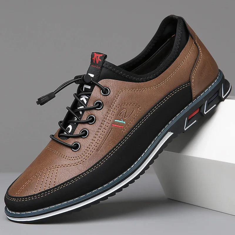 Men's Vegan PU Leather Lace-Up Shoes