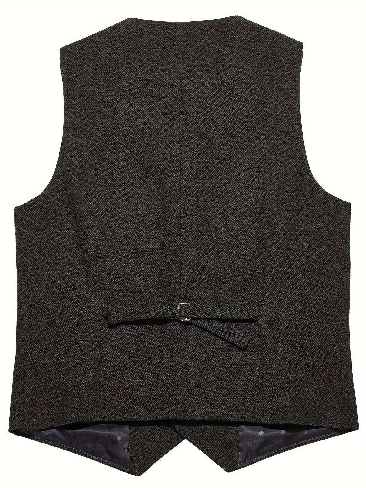 Close-up view of the herringbone pattern on a men's tailored vest