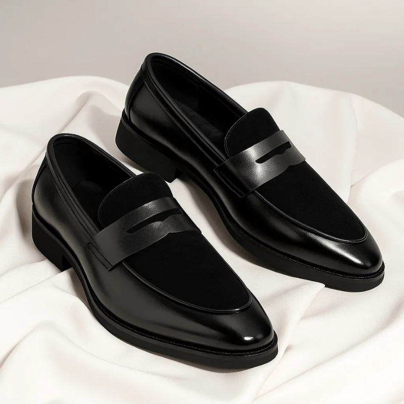 Leather penny loafer showing the rounded toe and slip-on design