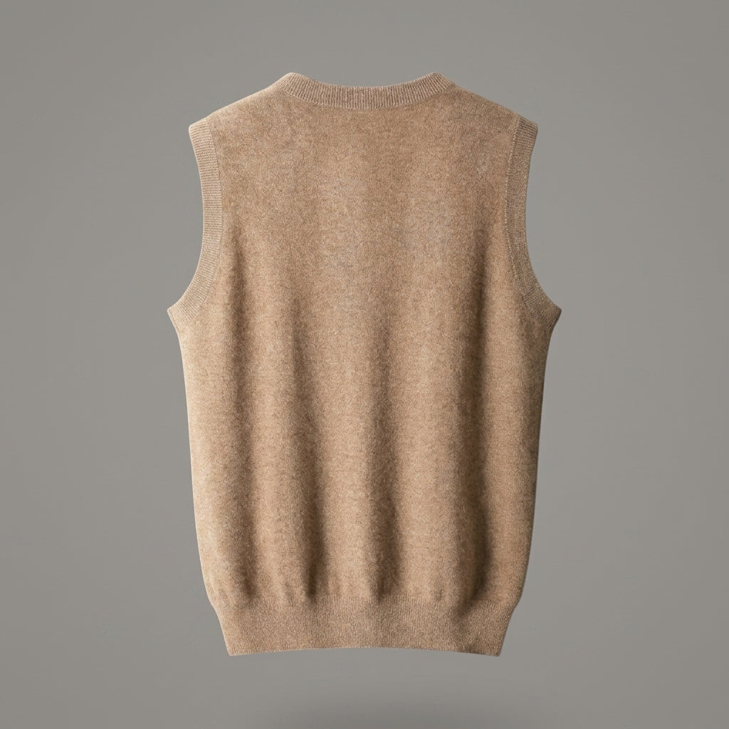 Layered outfit featuring a V-neck sweater vest for everyday wear
