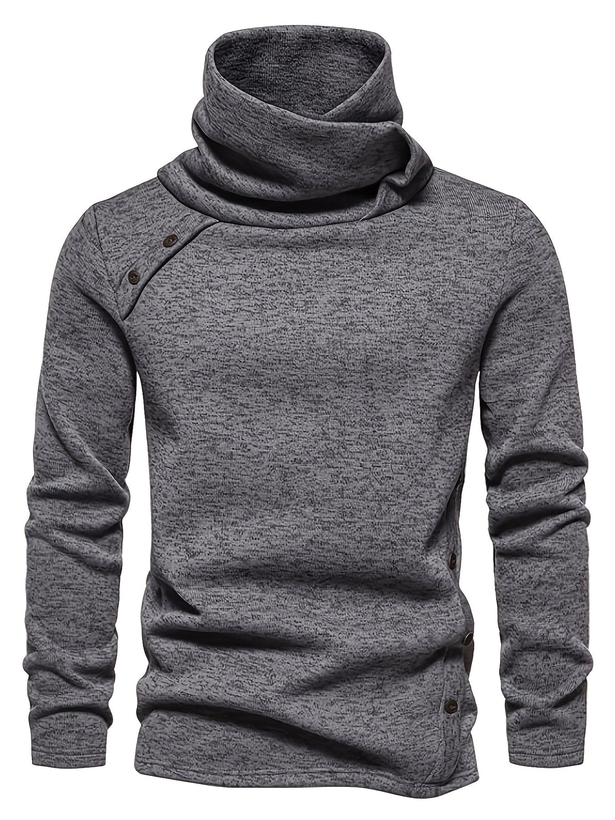 Front view of a men's shawl collar relaxed-fit sweater