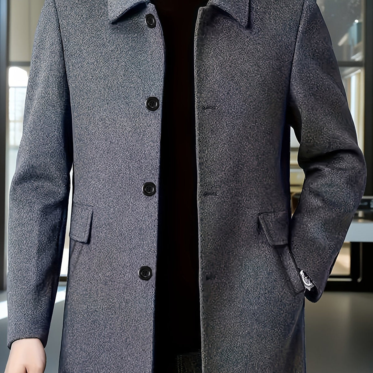 Men's Classic Single Breasted Long Coat