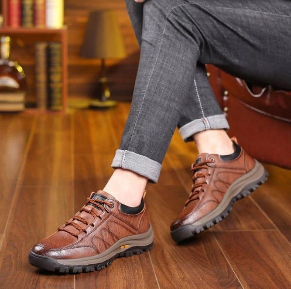Men's Hand-Stitched Leather Casual Shoes Brown