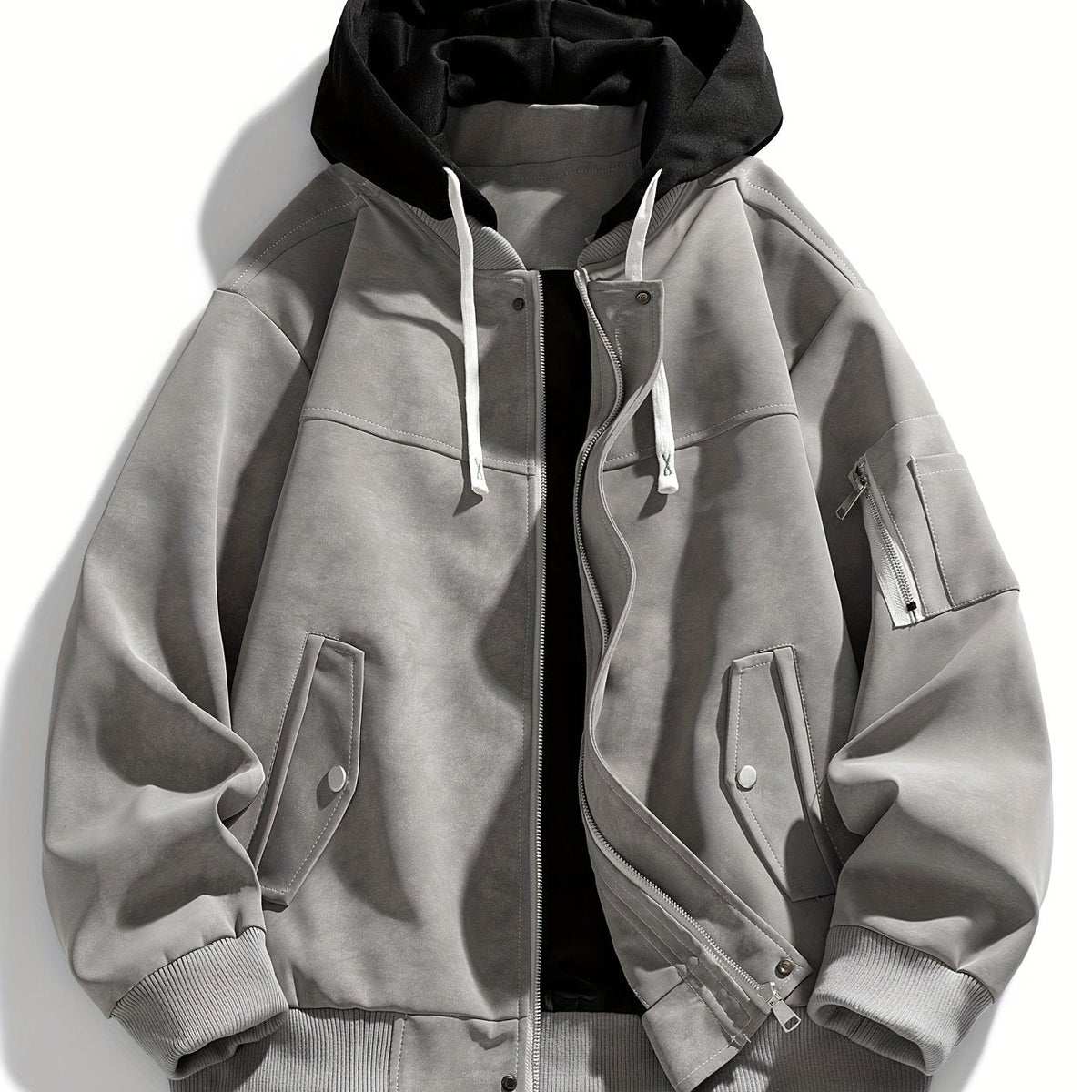 Back view of the men's hooded zip jacket