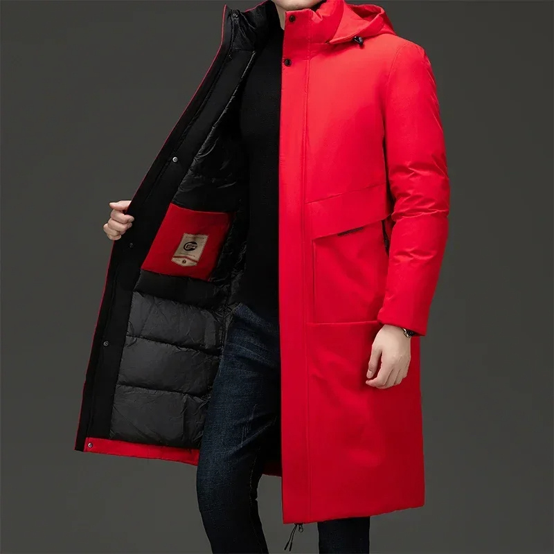 Men's Long Quilted Hooded Coat
