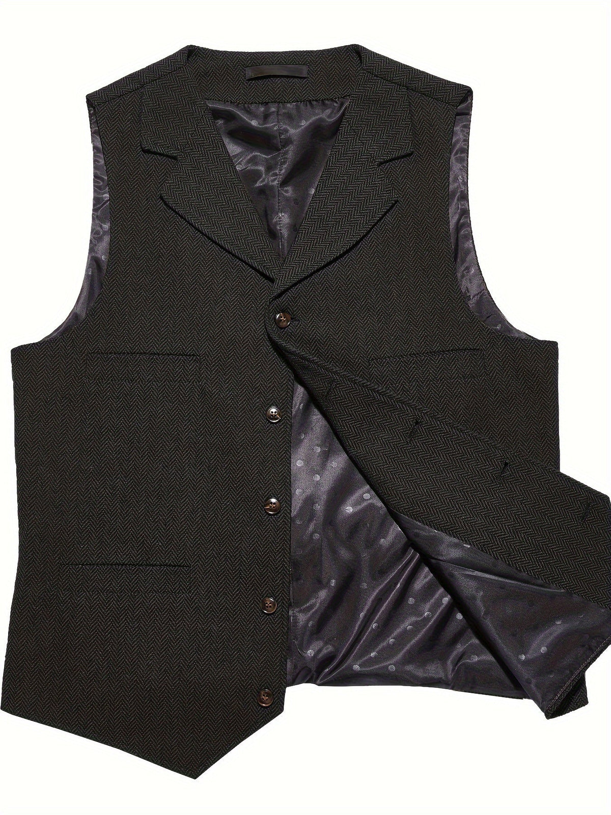 Back view of the men's herringbone tailored vest