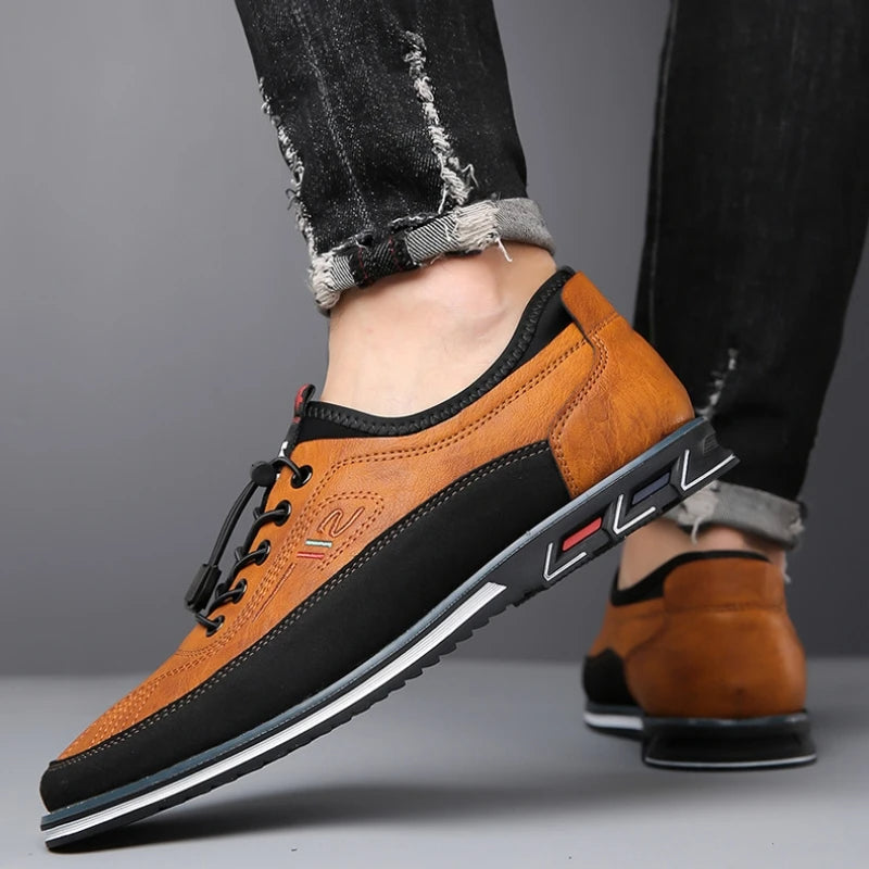 Men's Vegan PU Leather Lace-Up Shoes