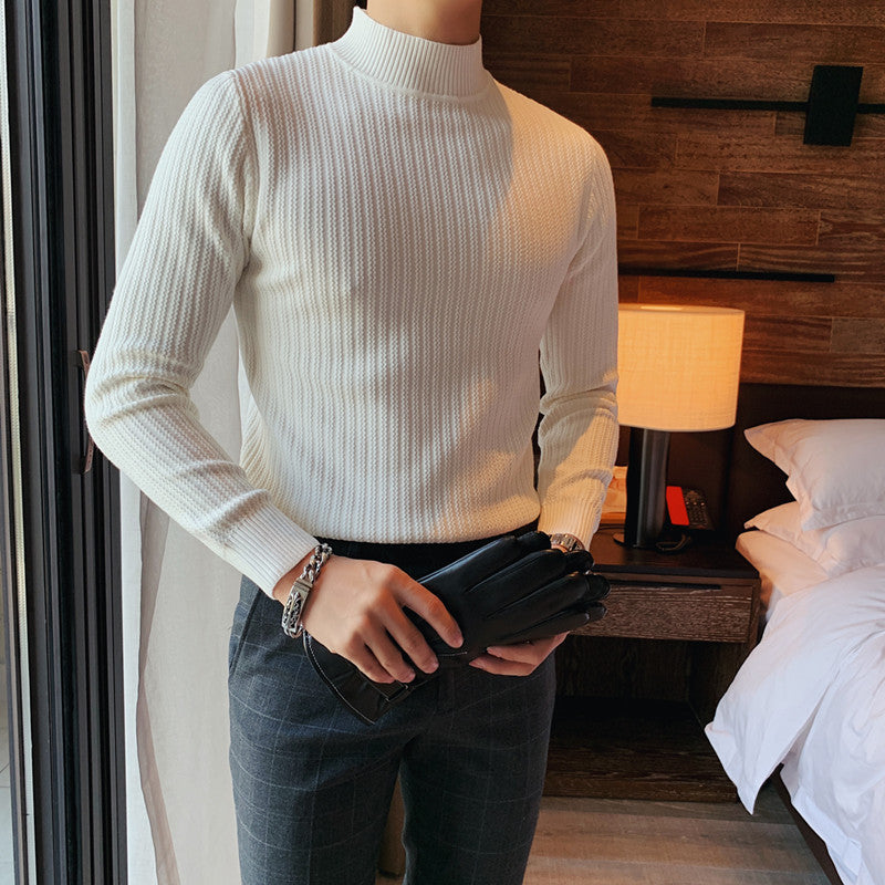 Men's collared pullover sweater styled for a casual everyday outfit
