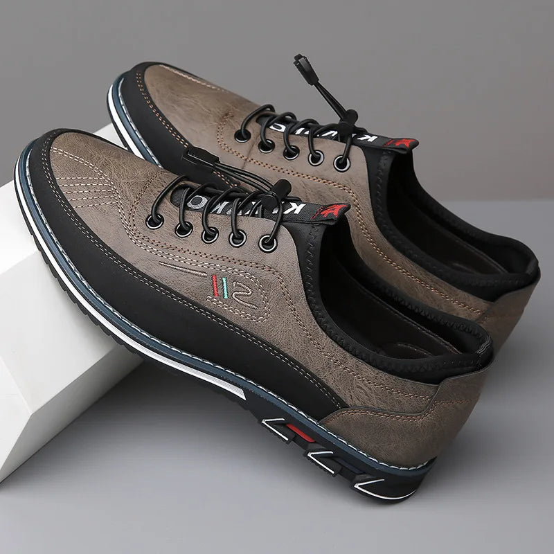 Men's Vegan PU Leather Lace-Up Shoes