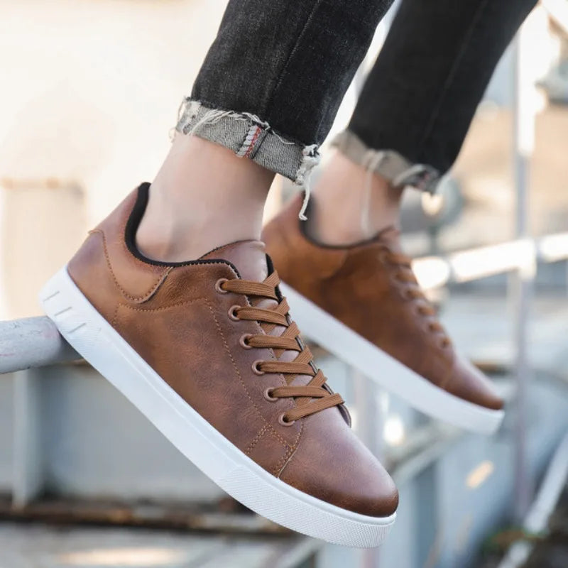 Men's Vegan Leather Lace-Up Shoes Lightweight Classic Footwear