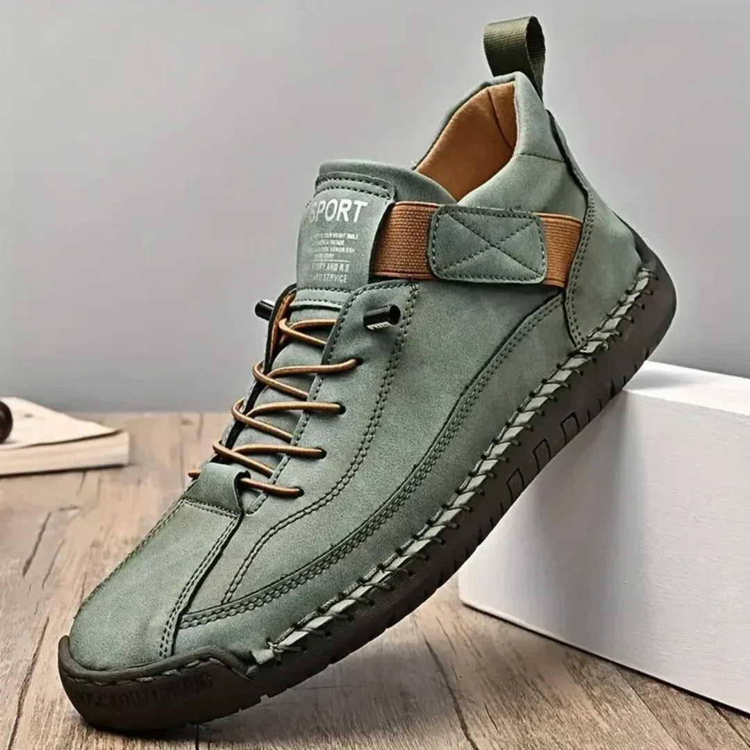 Close-up of the sneaker laces and upper design